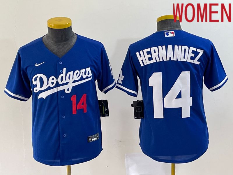 Women Los Angeles Dodgers 14 Hernandez Blue Nike Game 2023 MLB Jersey